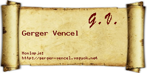 Gerger Vencel névjegykártya